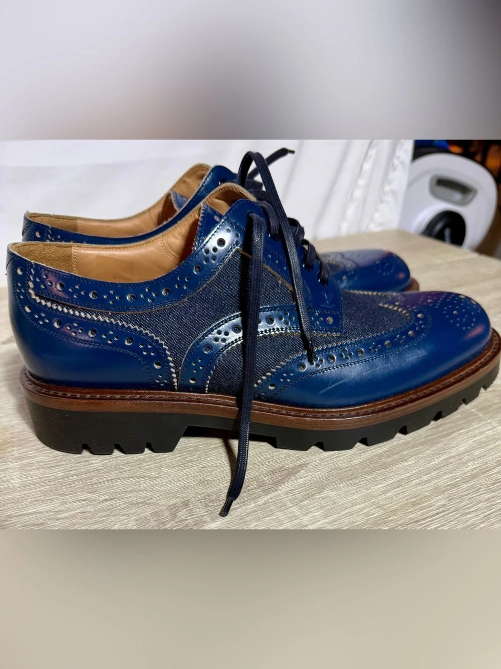 Louis Vuitton Denim Voltaire Derby Size 7.5 (U.S. Sz 8.5) Men's, NWOB, Authentic